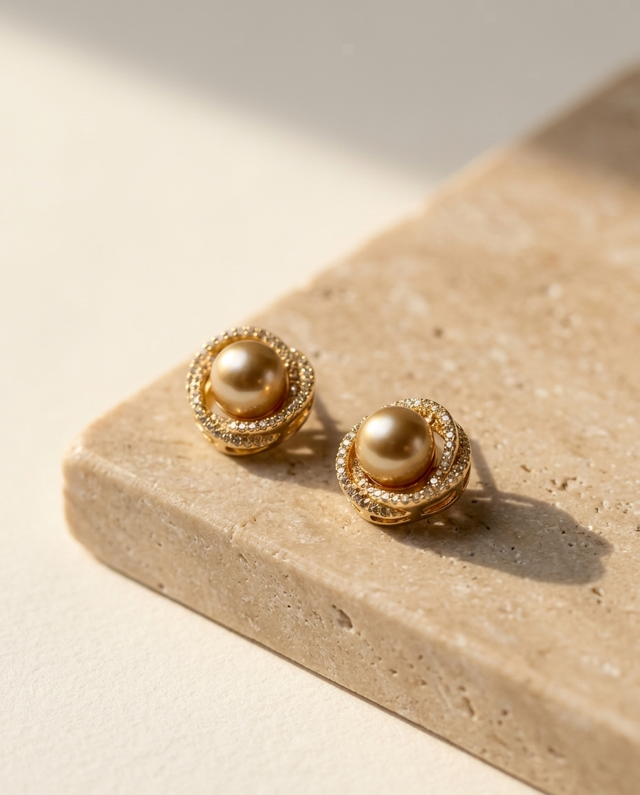 ALTUNA Promise Pearl Halo Studs — alternate editorial view