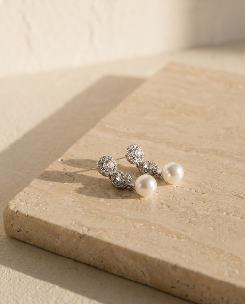 Aveline Pearl Drops on travertine
